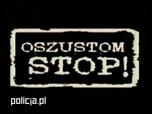 Napis oszustom stop na czarnym tle.