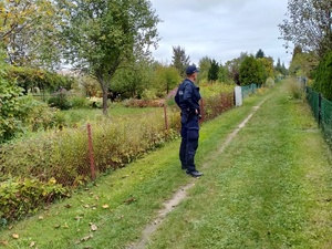 Policjant na działkach.